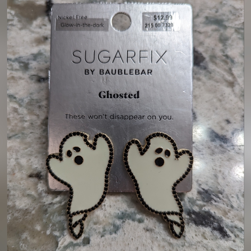 NWT Baublebar glow in the dark ghost earrings